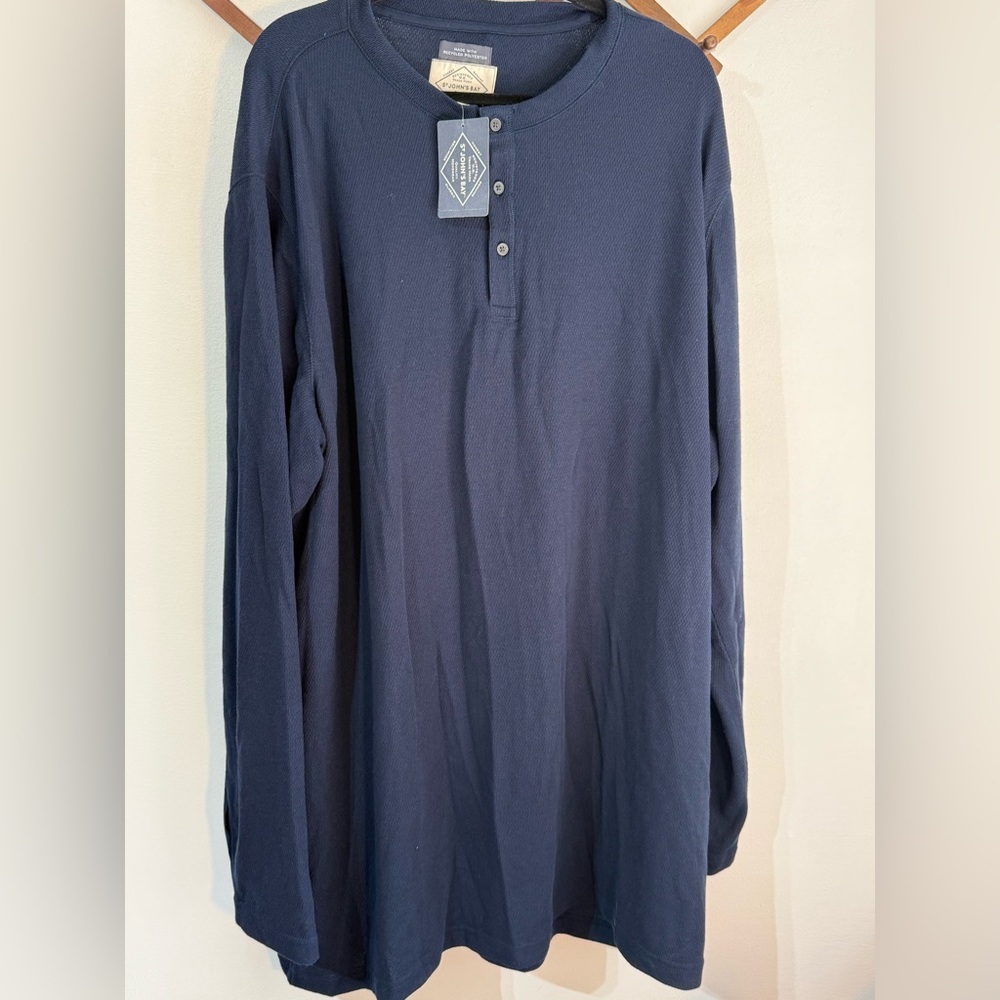 St. John's Bay Legacy Waffle Henley signature navy super LS soft size 3XLT NWT